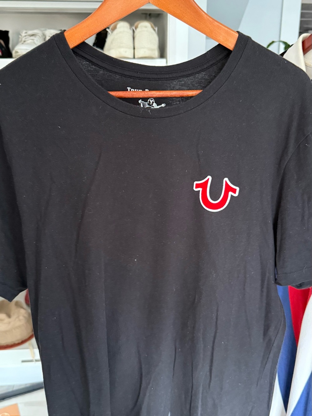 True Religion Black Tee with White Logo